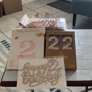 Rose Gold 22nd Birthday Party Number Decorations NIB